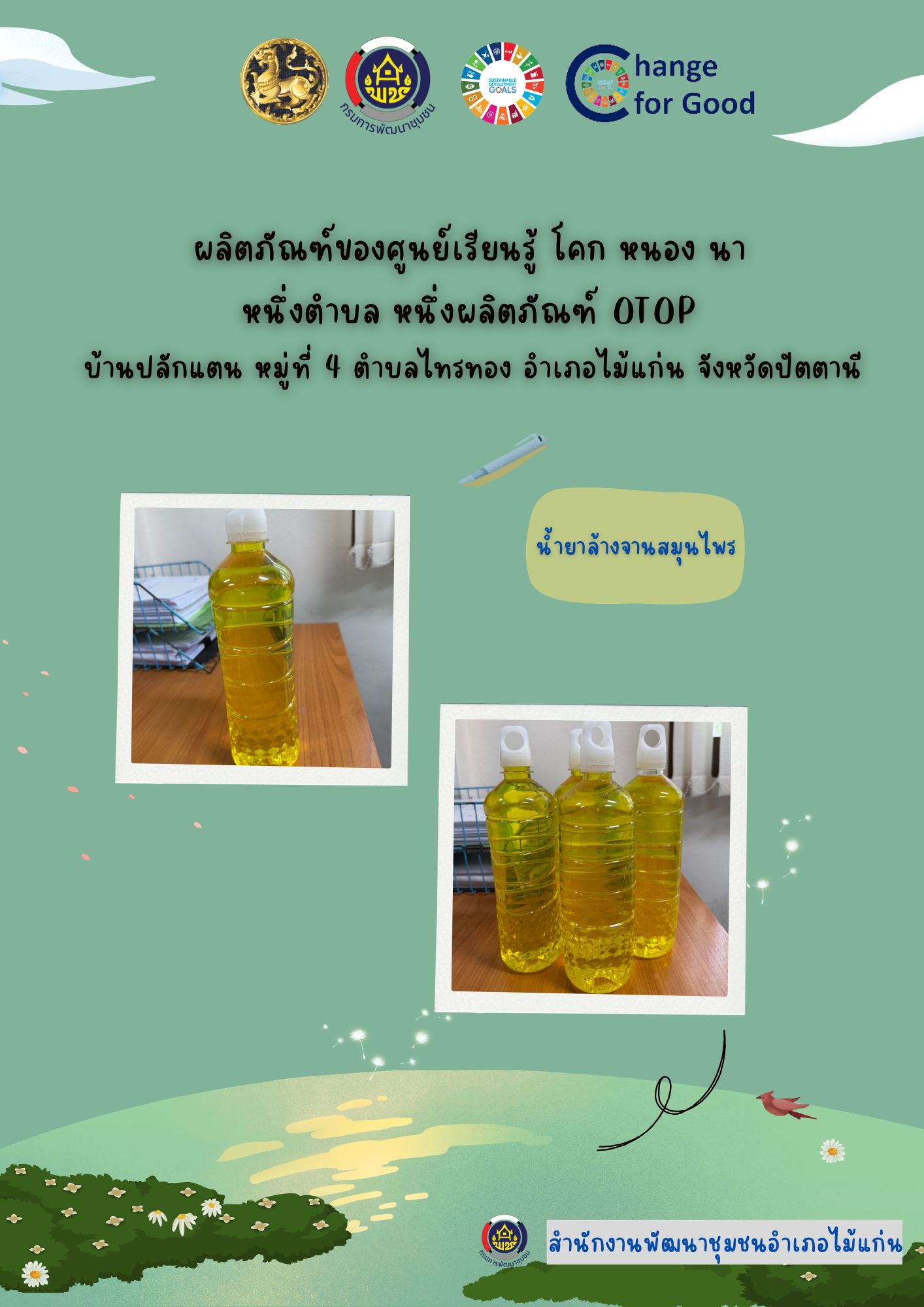 สพอ.ไม้แก่น ขอประชาสัมพันธ์ผลิตภัณฑ์ของศูนย์เรียนรู๋โคก หนอง นา  หนึ่งตำบล หนึ่งผลิตภัณฑ์ OTOP บ้านปลักแตน